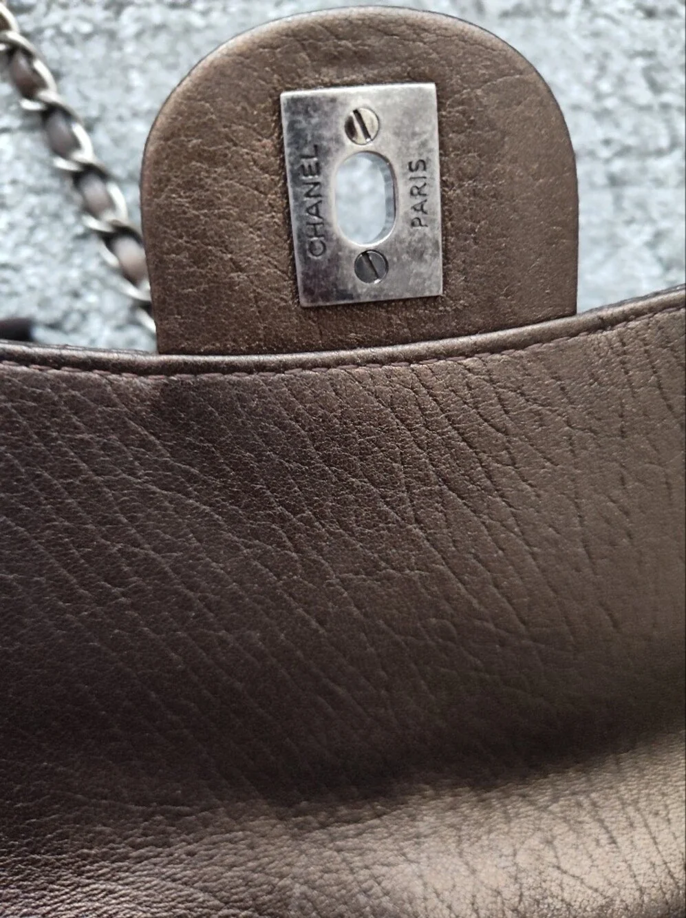 Chanel Paris-Salzburg Brown Metallic Leather & Pony Crossbody Bag